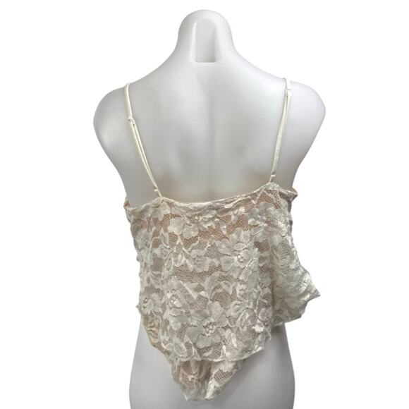 Express Cream Floral Lace Lined Sleeveless Crisscross Cami Camisole Tank Top M - Picture 3 of 5